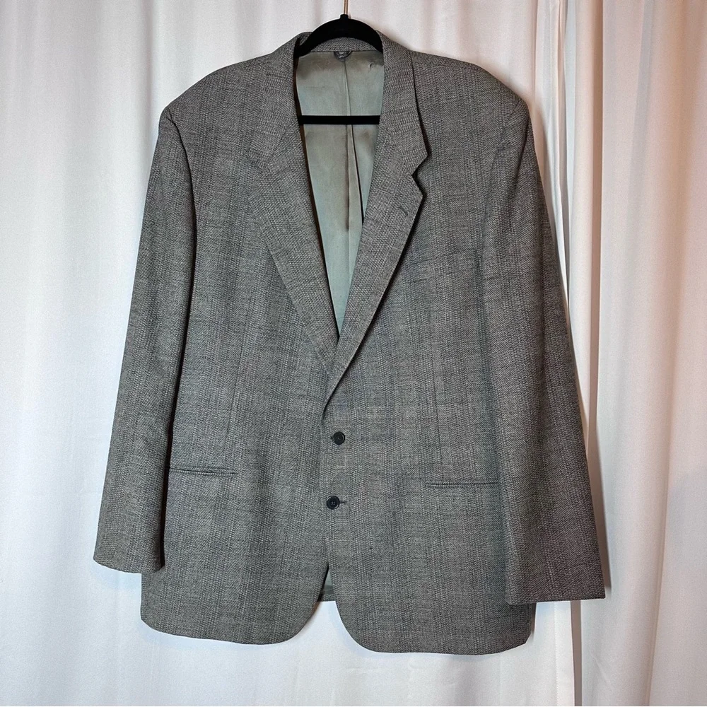 Vtg TALLIA Blazer Sport Coat 46R? Casual Jacket 100% Wool‎ Two Button Grey *READ